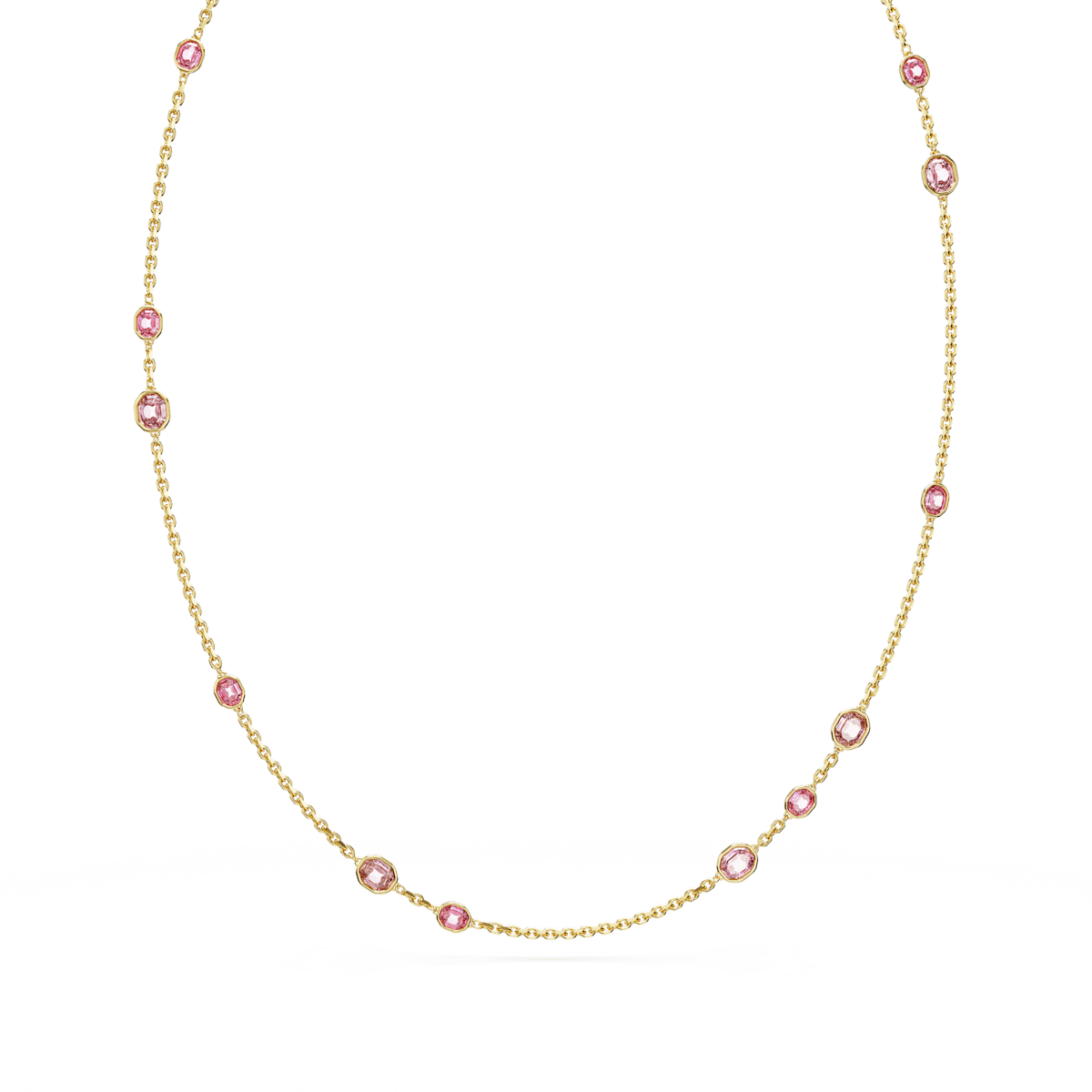Imber strand, Round cut, Pink, Gold-tone plated