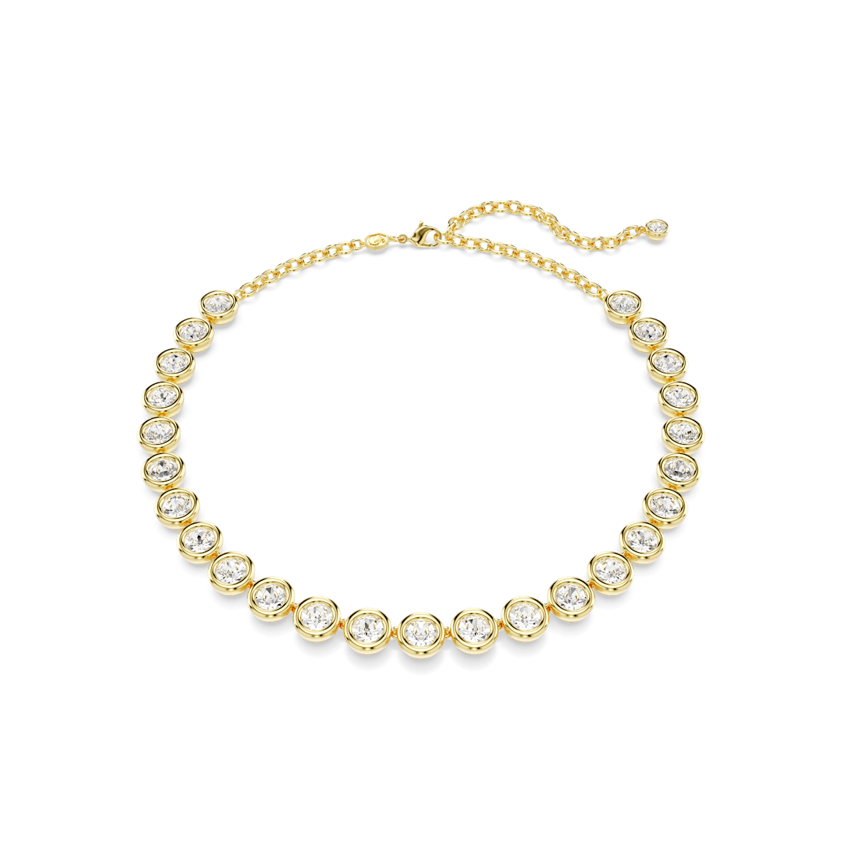 Imber necklace, Round cut, White, Gold-tone plated