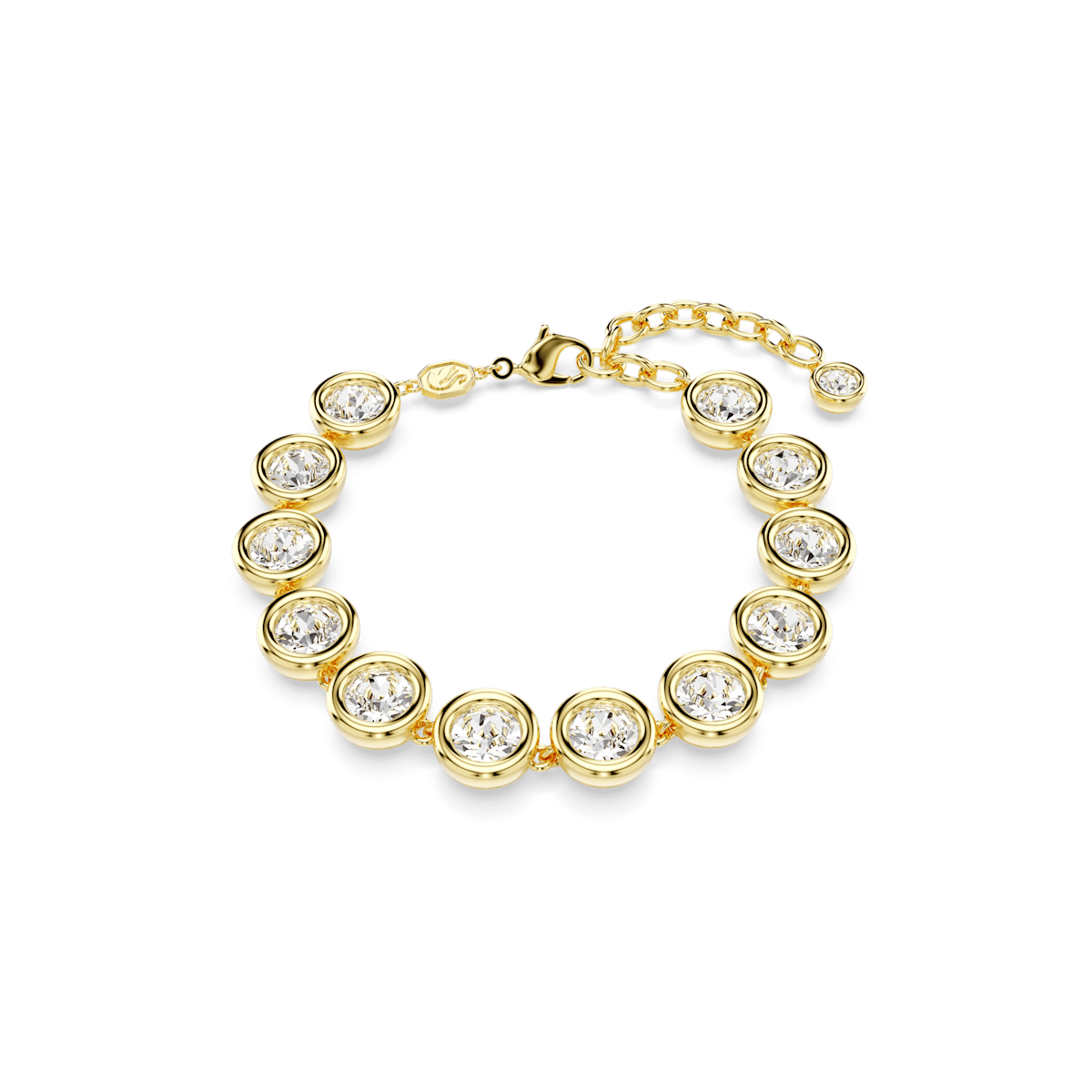 Imber bracelet, Round cut, White, Gold-tone plated