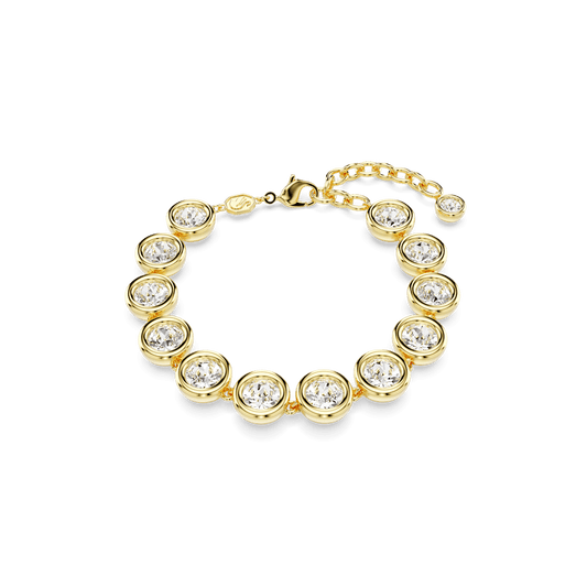 Imber bracelet, Round cut, White, Gold-tone plated