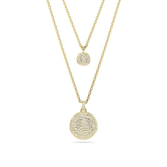 Meteora layered pendant, White, Gold-tone plated