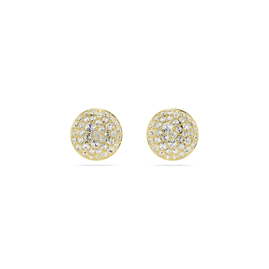 Meteora stud earrings, White, Gold-tone plated