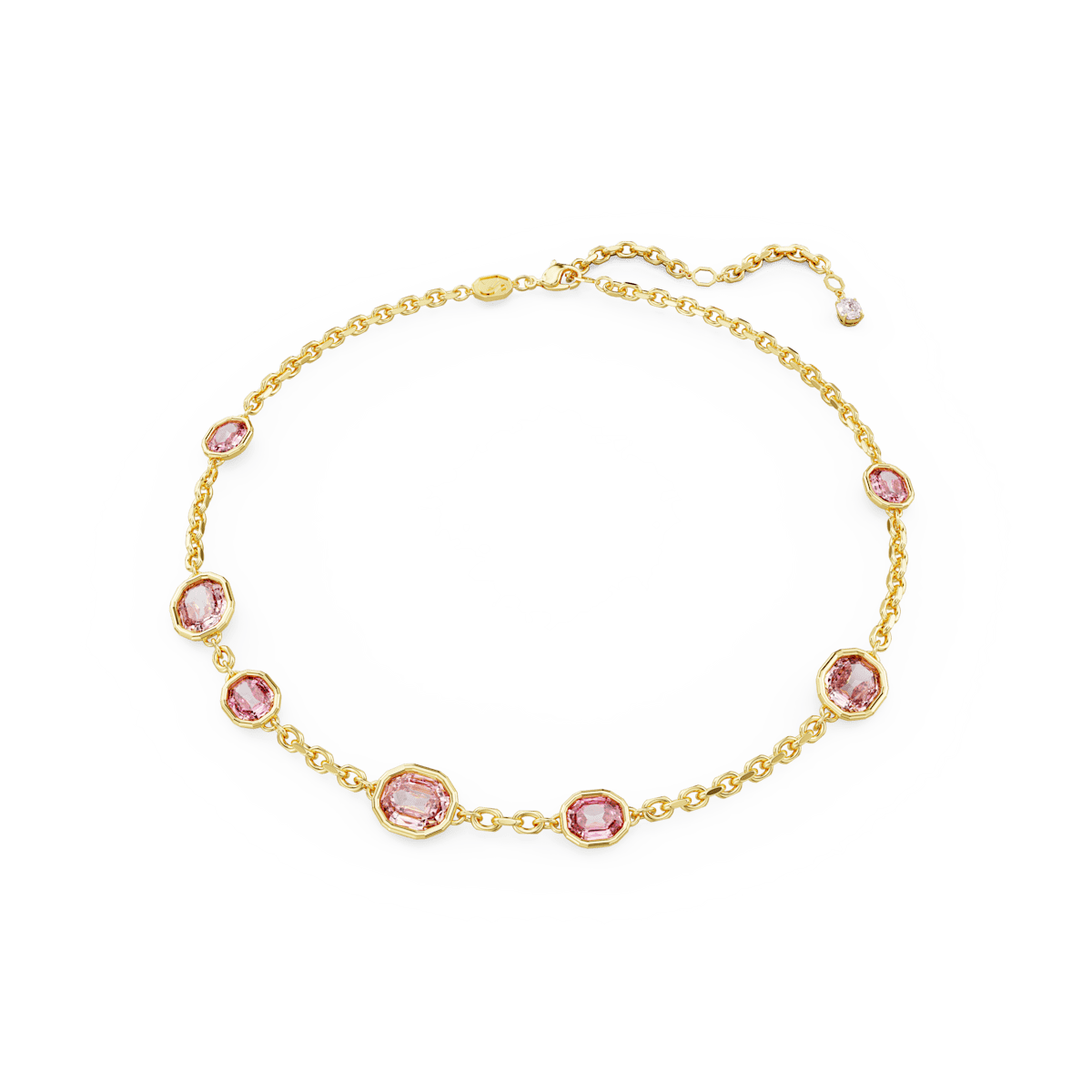 Imber necklace, Octagon cut, Pink, Gold-tone plated