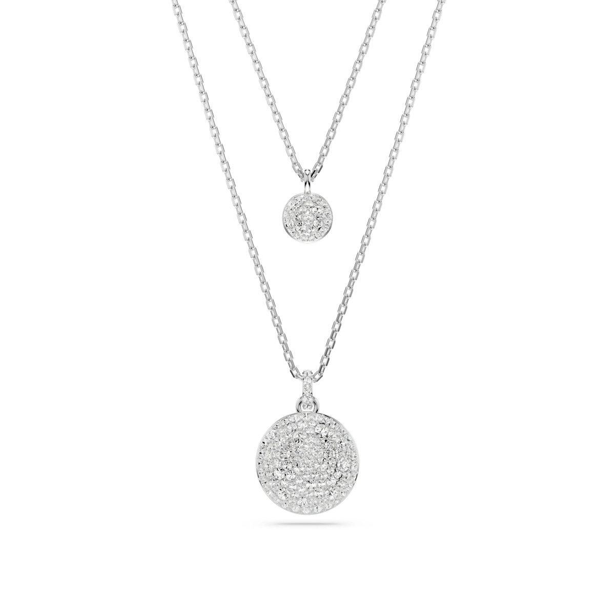Meteora layered pendant, White, Rhodium plated