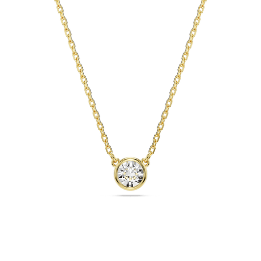 Imber pendant, Round cut, White, Gold-tone plated