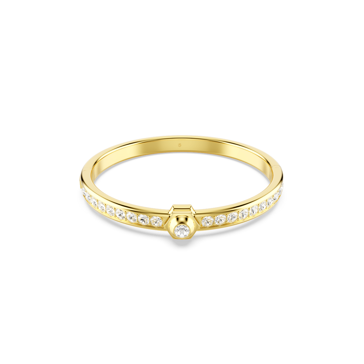 Numina bangle, Round cut, White, Gold-tone plated
