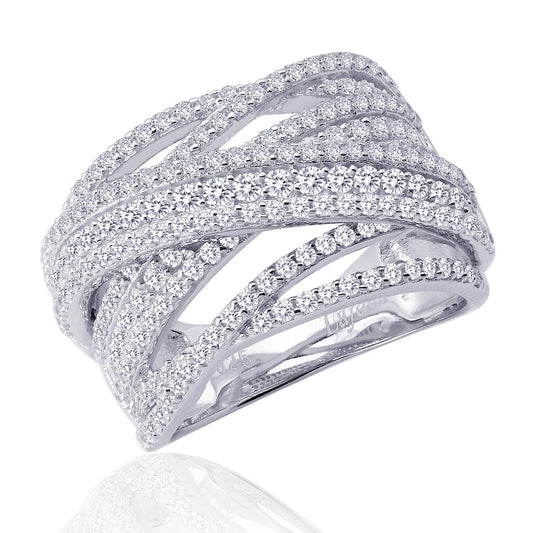 Lafonn Pave Glam Anniversary Band Simulated Diamond RINGS Size 10 Platinum 2.37 CTS
