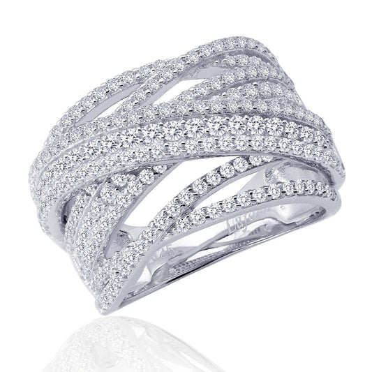 Lafonn Pave Glam Anniversary Band Simulated Diamond RINGS Size 9 Platinum 2.37 CTS