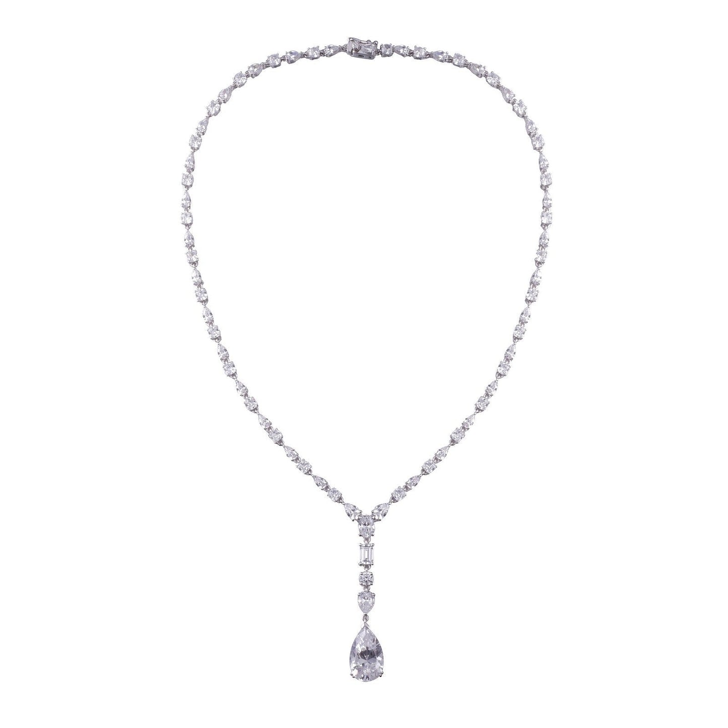 LaFonn Platinum Simulated Diamond 16X10mm Pear, Approx. 5.27 CTW NECKLACES Regal Icicle Necklace