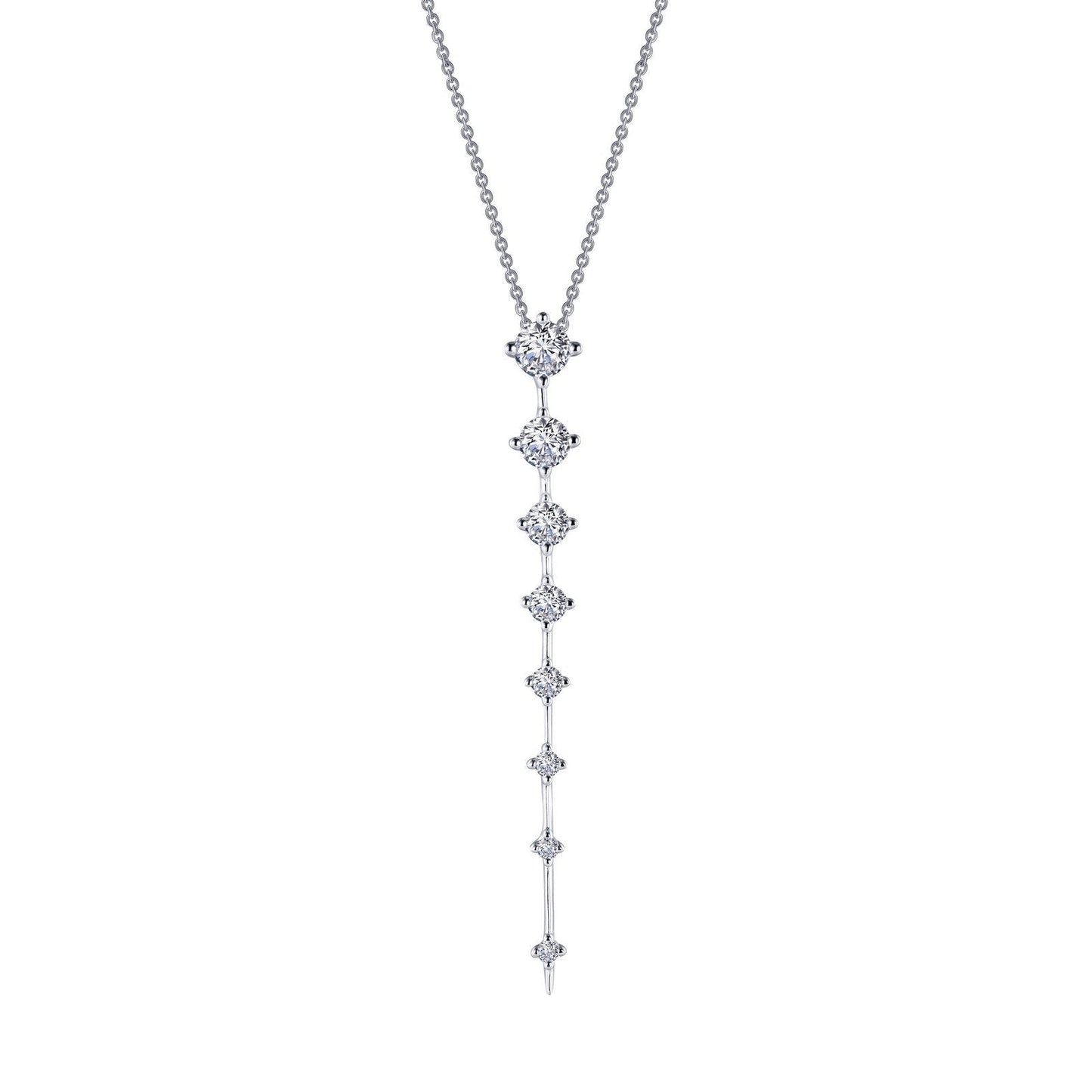 LaFonn Platinum Simulated Diamond 4.00mm Round, Approx. 0.25 CTW NECKLACES Adjustable Icicle Necklace