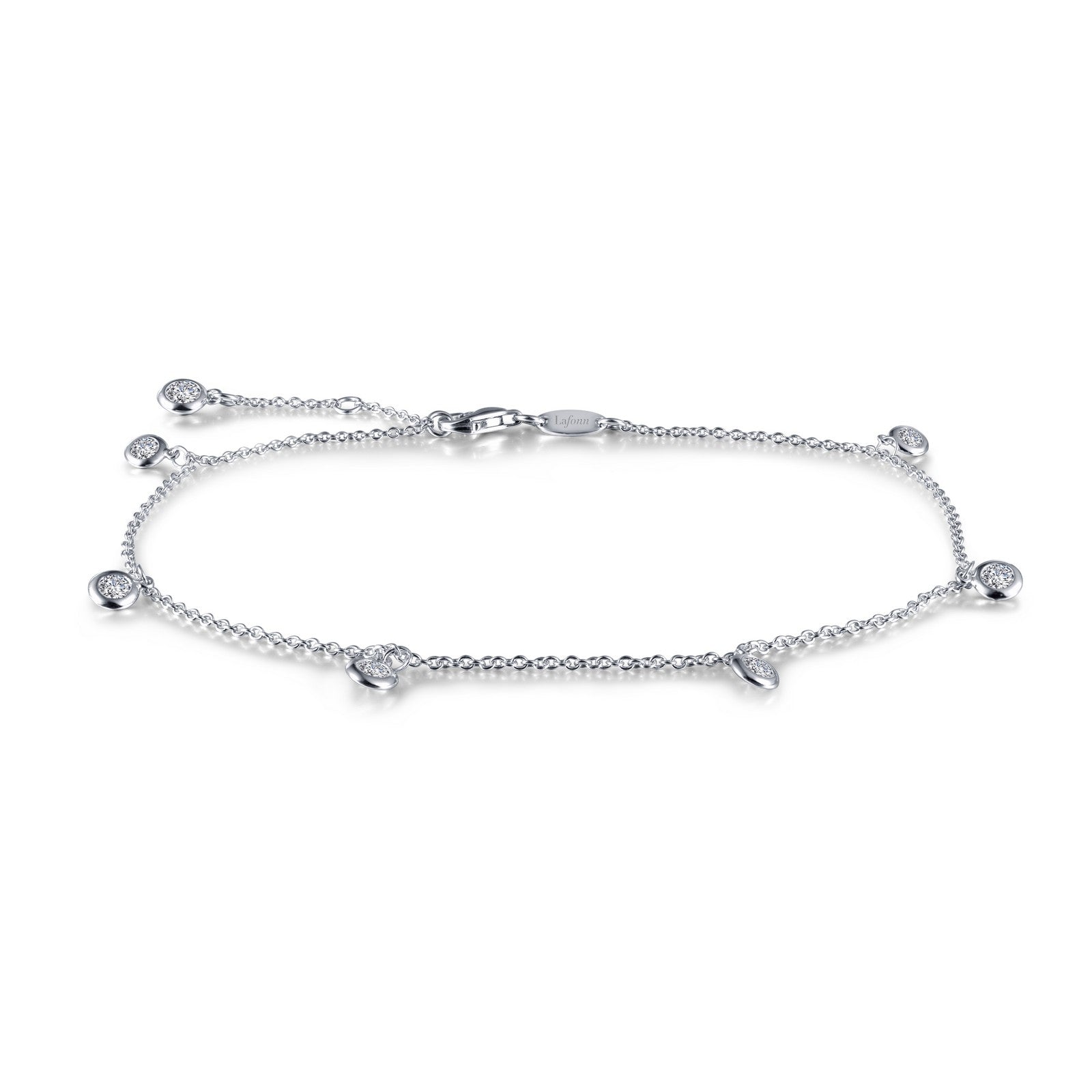 Lafonn Bezel-Set Station Anklet 7 Stone Count A0021CLP10