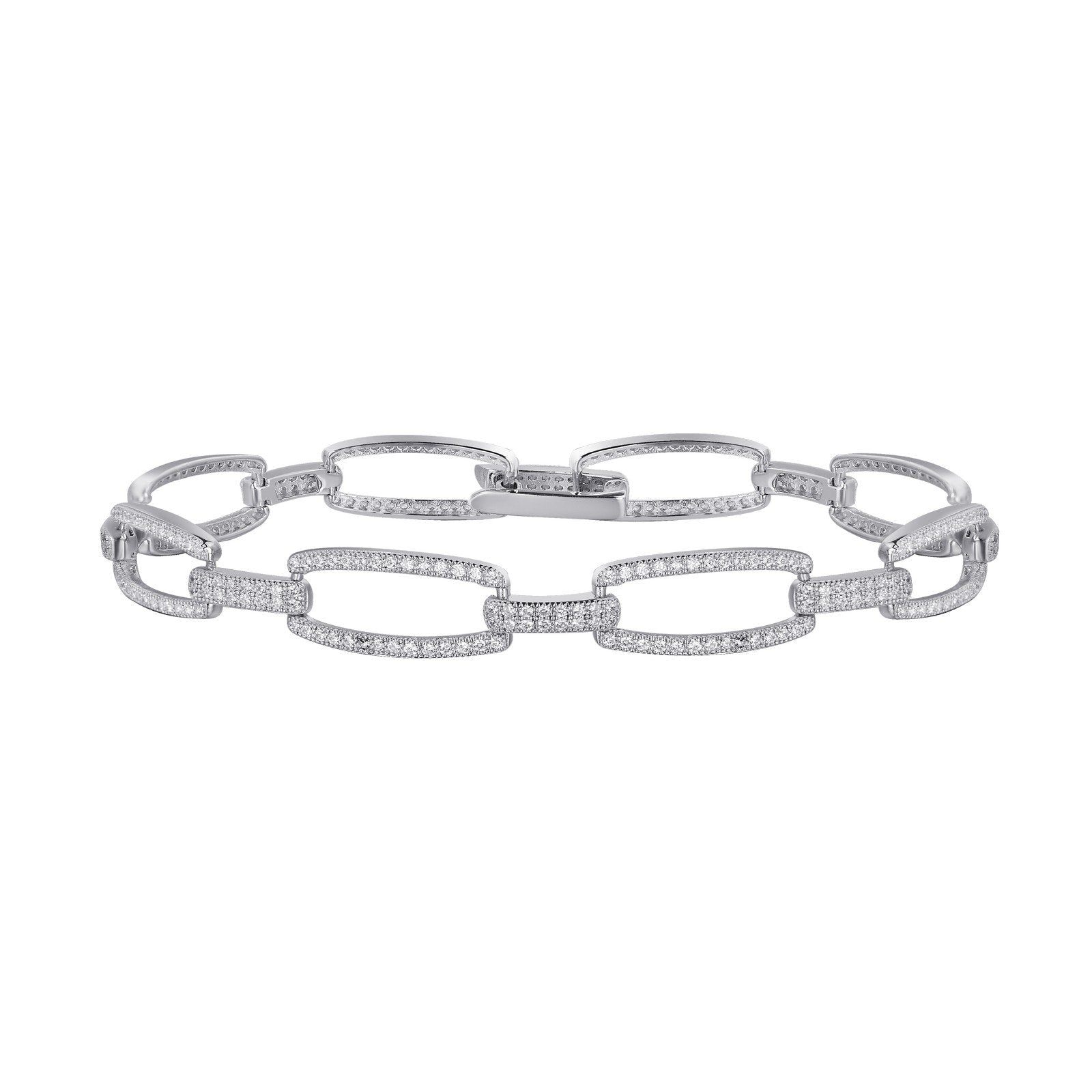 LaFonn Platinum Simulated Diamond N/A BRACELETS Elegant Halo Link Bracelet