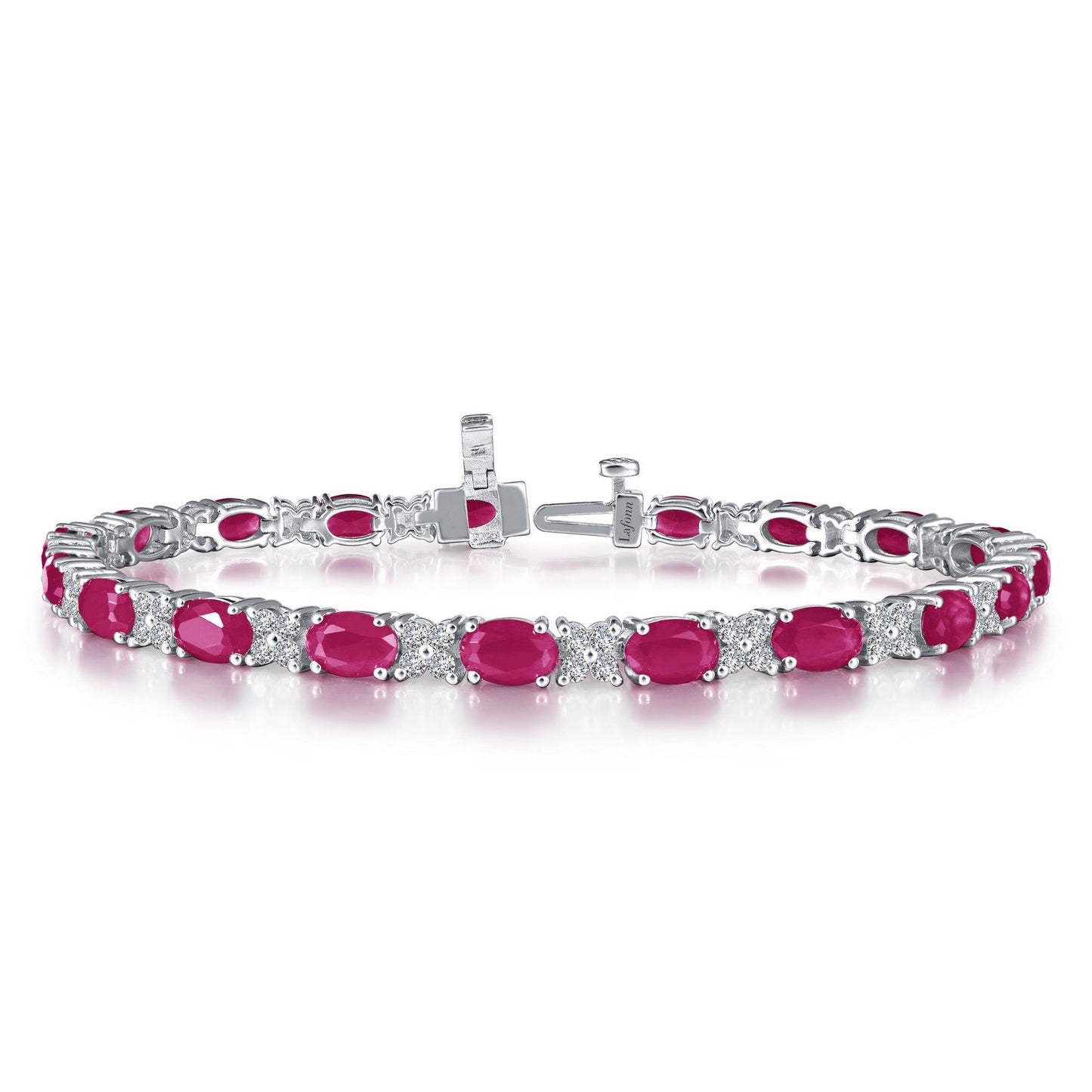 LaFonn Platinum Ruby 6X4mmX19 Oval, Approx. 8.17 CTW BRACELETS Classic Alternating Bracelet