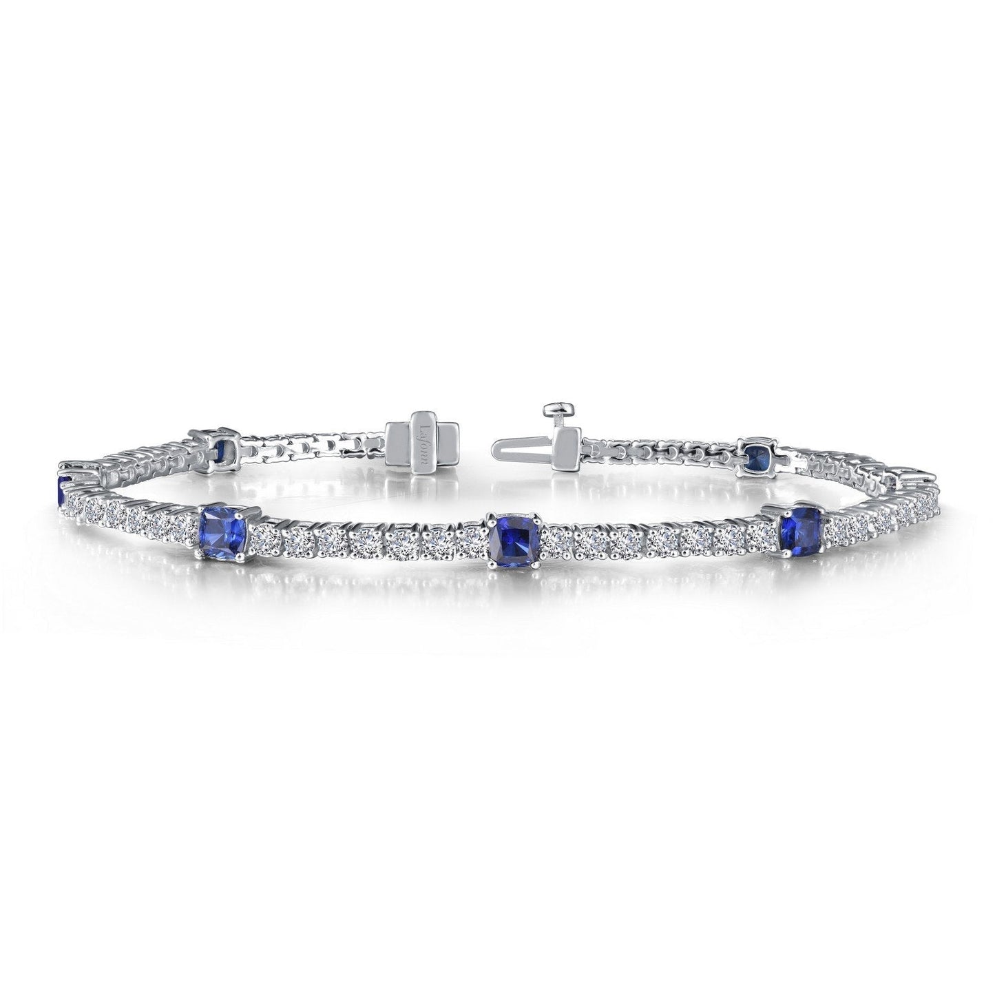 LaFonn Platinum Sapphire 4.0mmX8 Cushion, Approx. 3.12 CTW BRACELETS Classic Station Bracelet