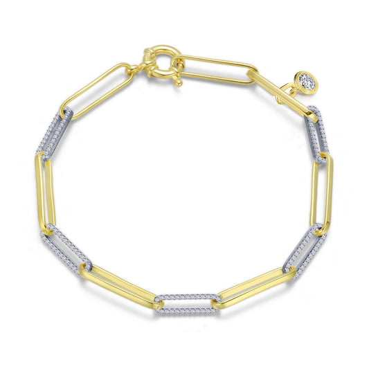 Lafonn 2-Tone Paperclip Bracelet 141 Stone Count B0168CLT75