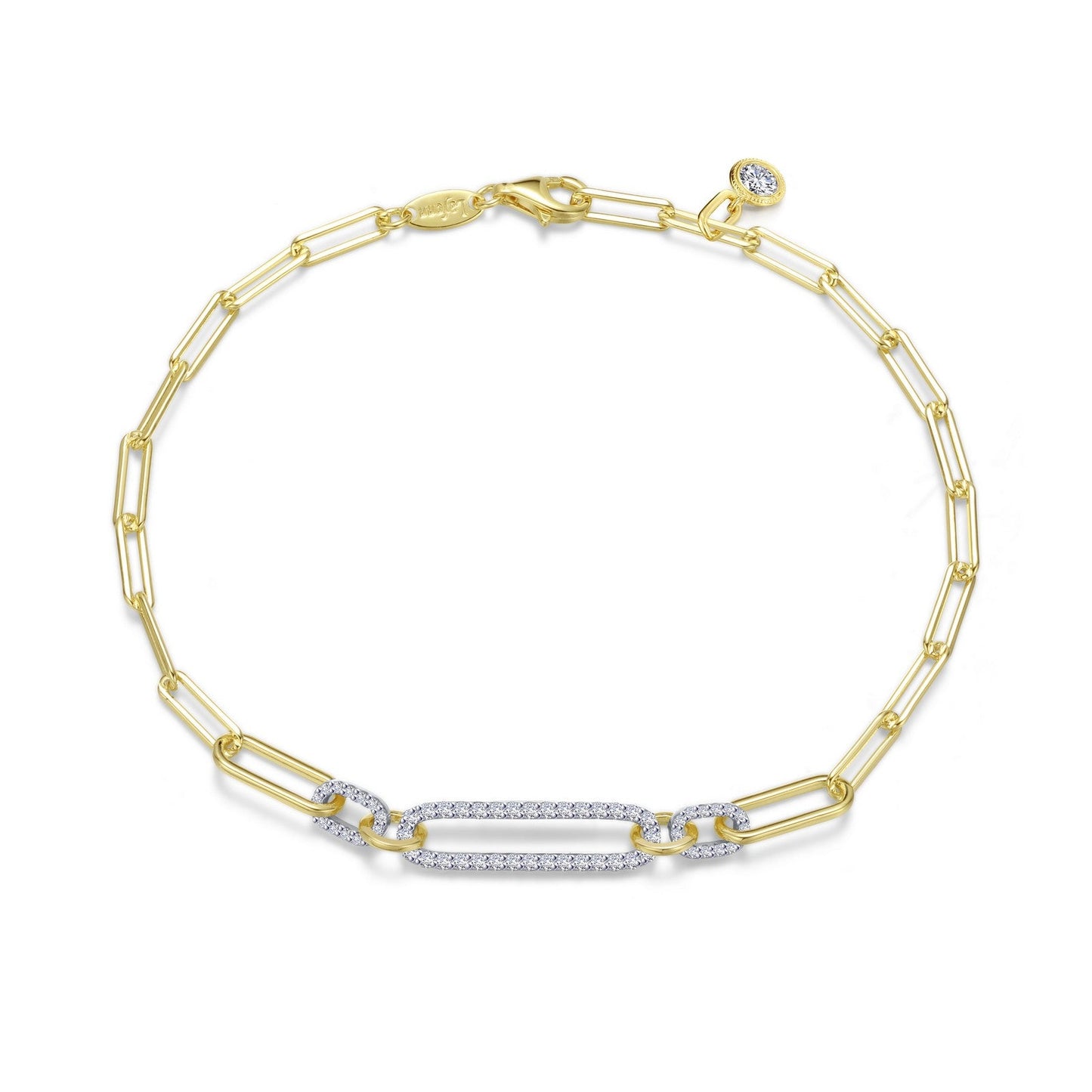 Lafonn 2-Tone Paperclip Bracelet 61 Stone Count B0169CLT75