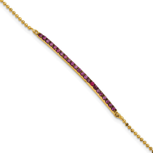 Quality Gold Stelring Silver Gold Plated Synthetic Ruby Bracelet Sterling Silver