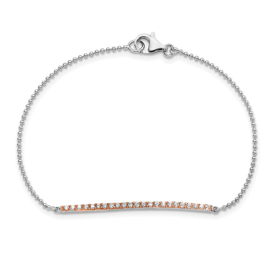 Quality Gold Rhodium Plated Silver Mini CZ ID Bracelet Sterling Silver