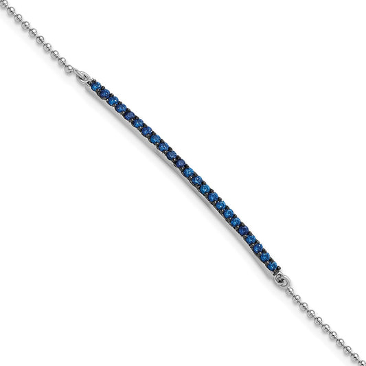 Quality Gold Sterling Silver Rhodium Plated Cr Sapphire Bracelet Sterling Silver
