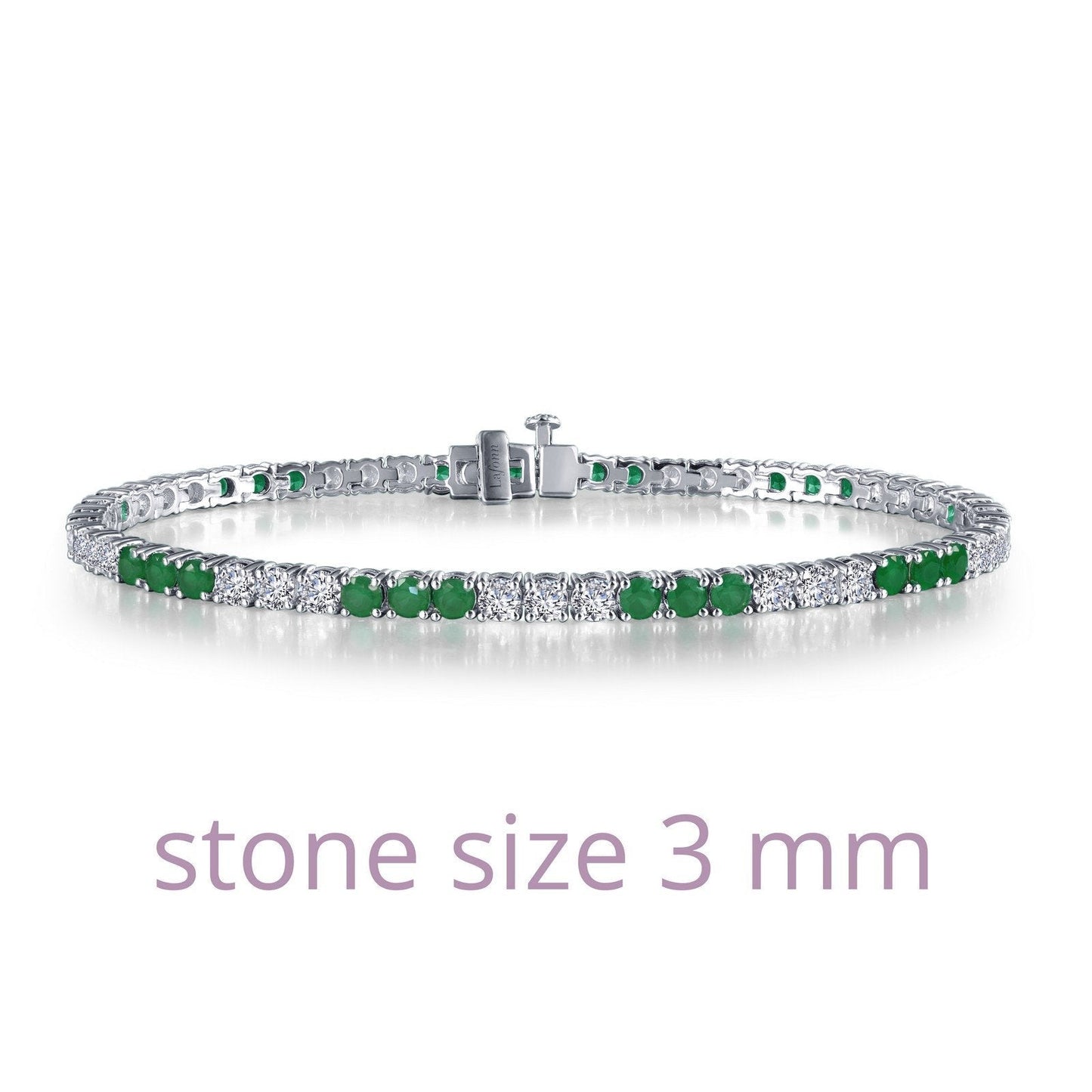 LaFonn Platinum Emerald 3.00mmX57 Round, Approx. 6.27 CTW BRACELETS Alternating Tennis Bracelet