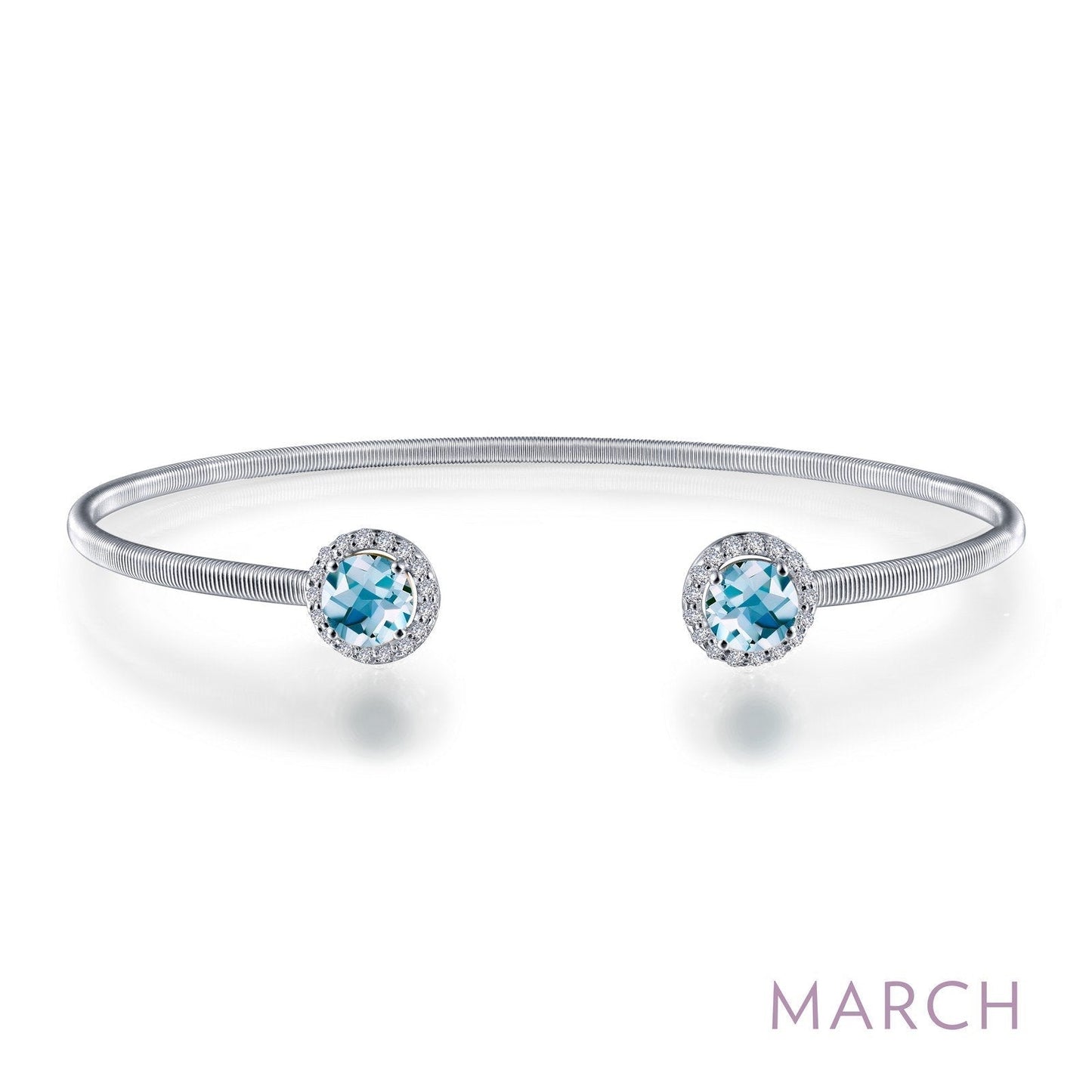 LaFonn Platinum MARCH 5.00mmX2 Round, Aquamarine, Approx. 0.92 CTW BRACELETS March Birthstone Bracelet