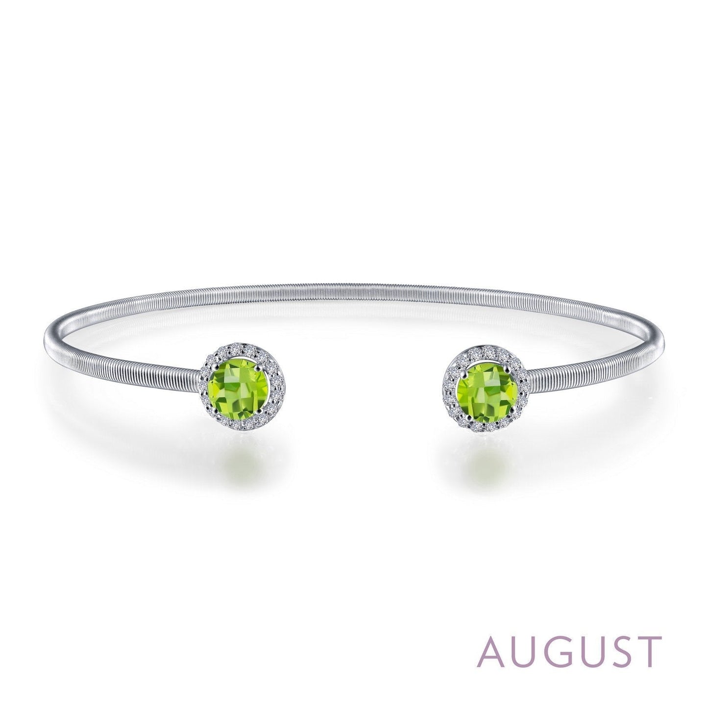LaFonn Platinum AUGUST 5.00mmX2 Round, Peridot, Approx. 0.92 CTW BRACELETS August Birthstone Bracelet