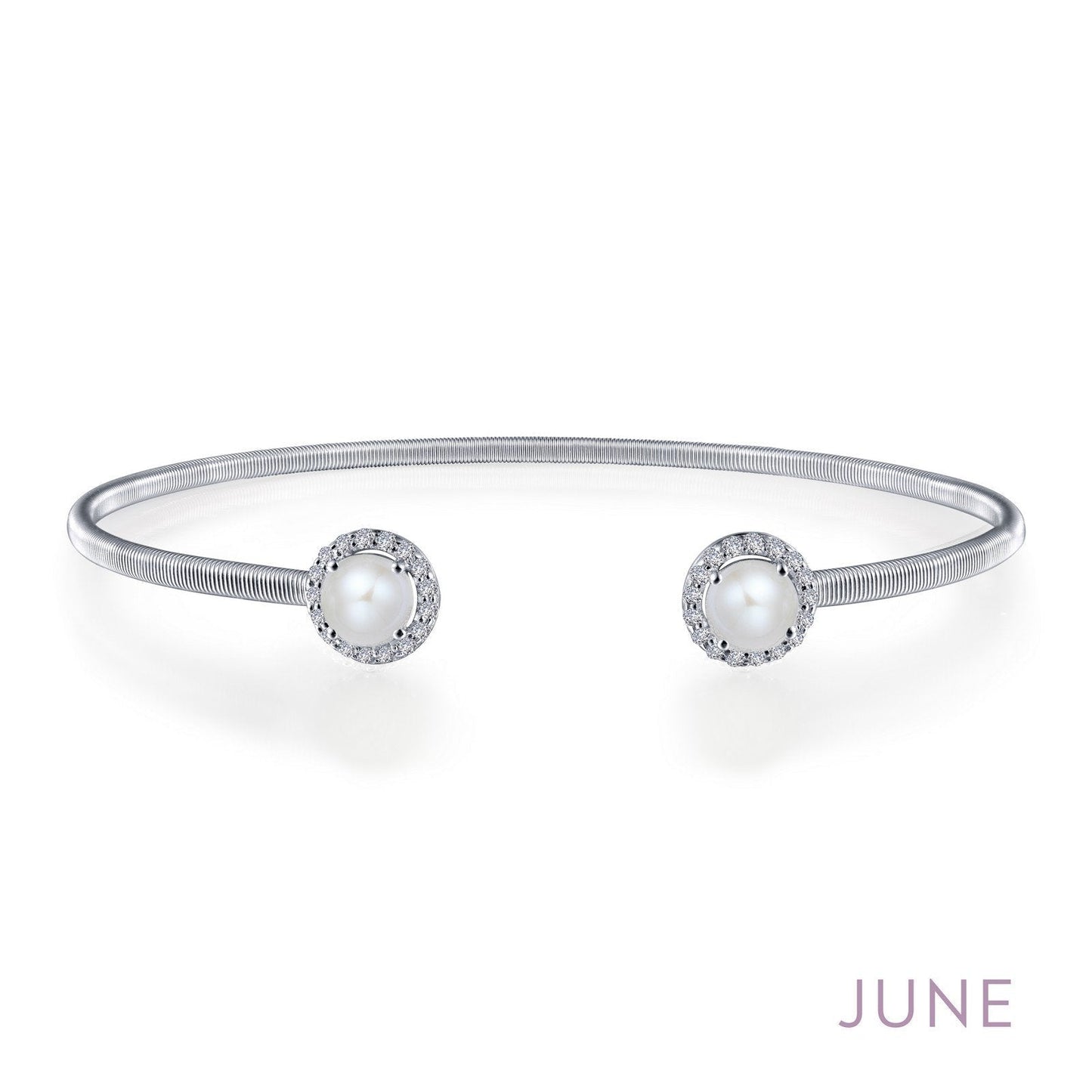 LaFonn Platinum JUNE 5.00mmX2 Round, Pearl, Approx. N/A CTW BRACELETS June Birthstone Bracelet