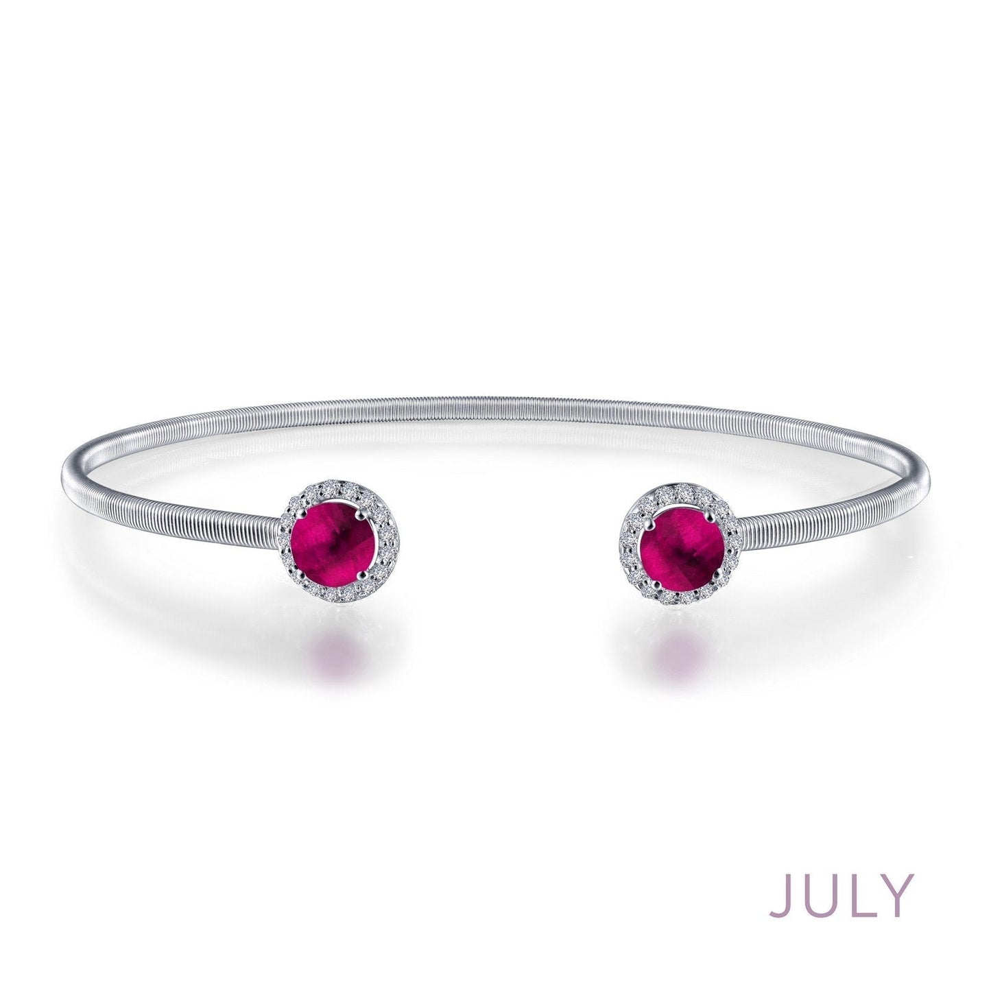 LaFonn Platinum JULY 5.00mmX2 Round, Ruby, Approx. 0.92 CTW BRACELETS July Birthstone Bracelet