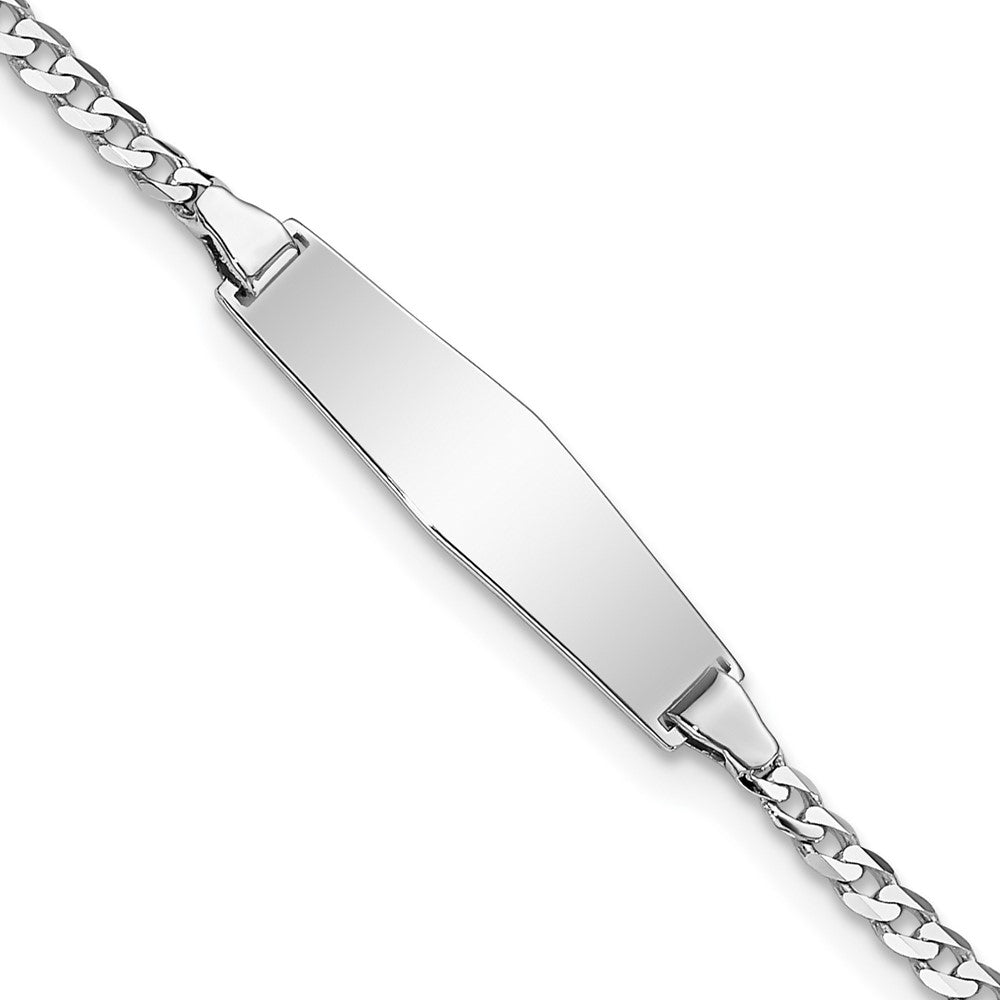 Quality Gold 14k WG Soft Diamond Shape Flat Curb Link ID Bracelet Gold