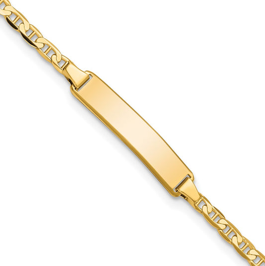 Quality Gold 14k Flat Anchor Link ID Bracelet Gold