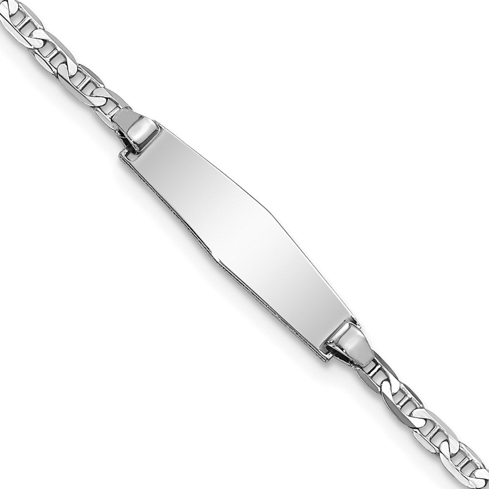 Quality Gold 14k WG Soft Diamond Shape Anchor Link ID Bracelet Gold