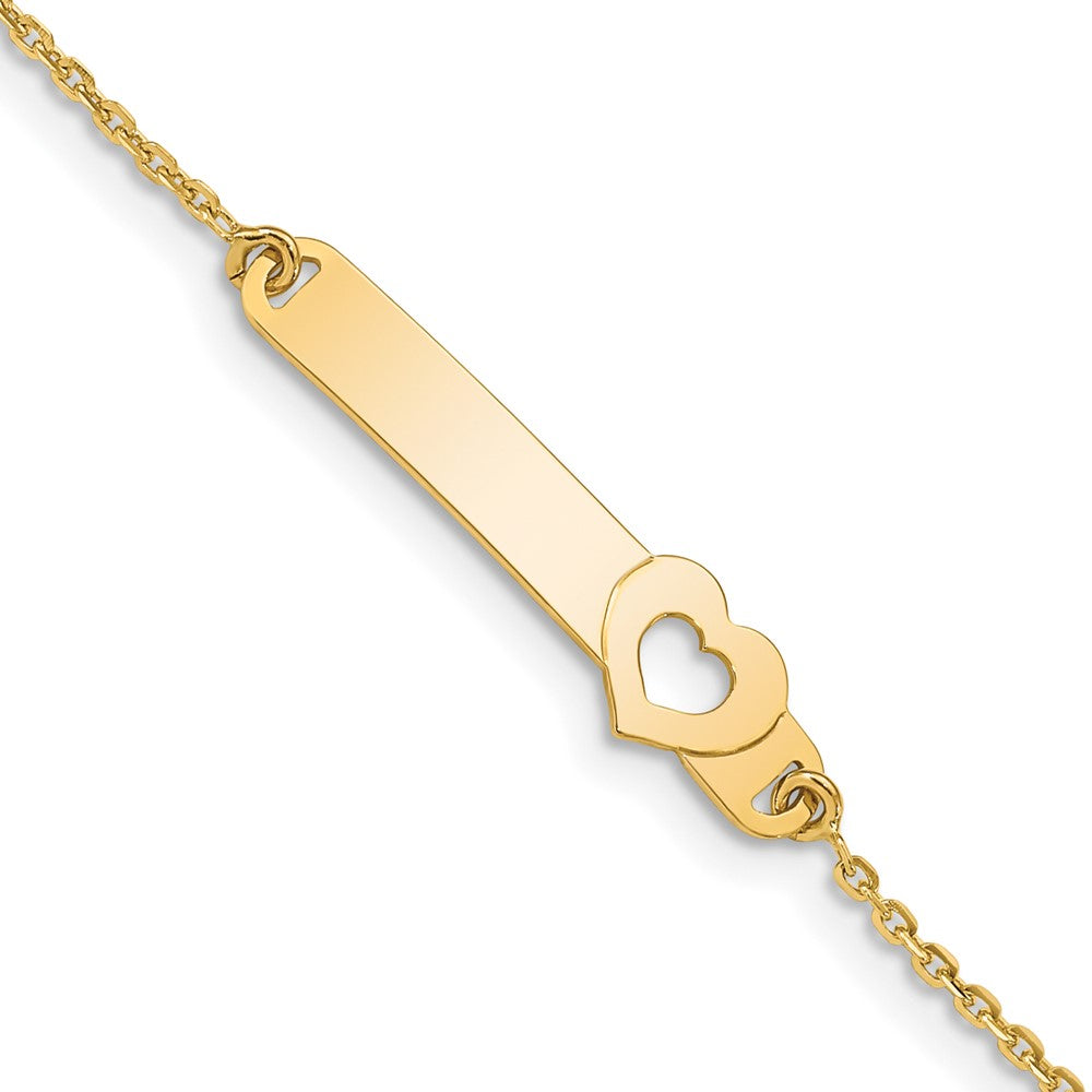 Quality Gold 14K Children's Polished Heart w/1in ext. ID Bracelet Gold