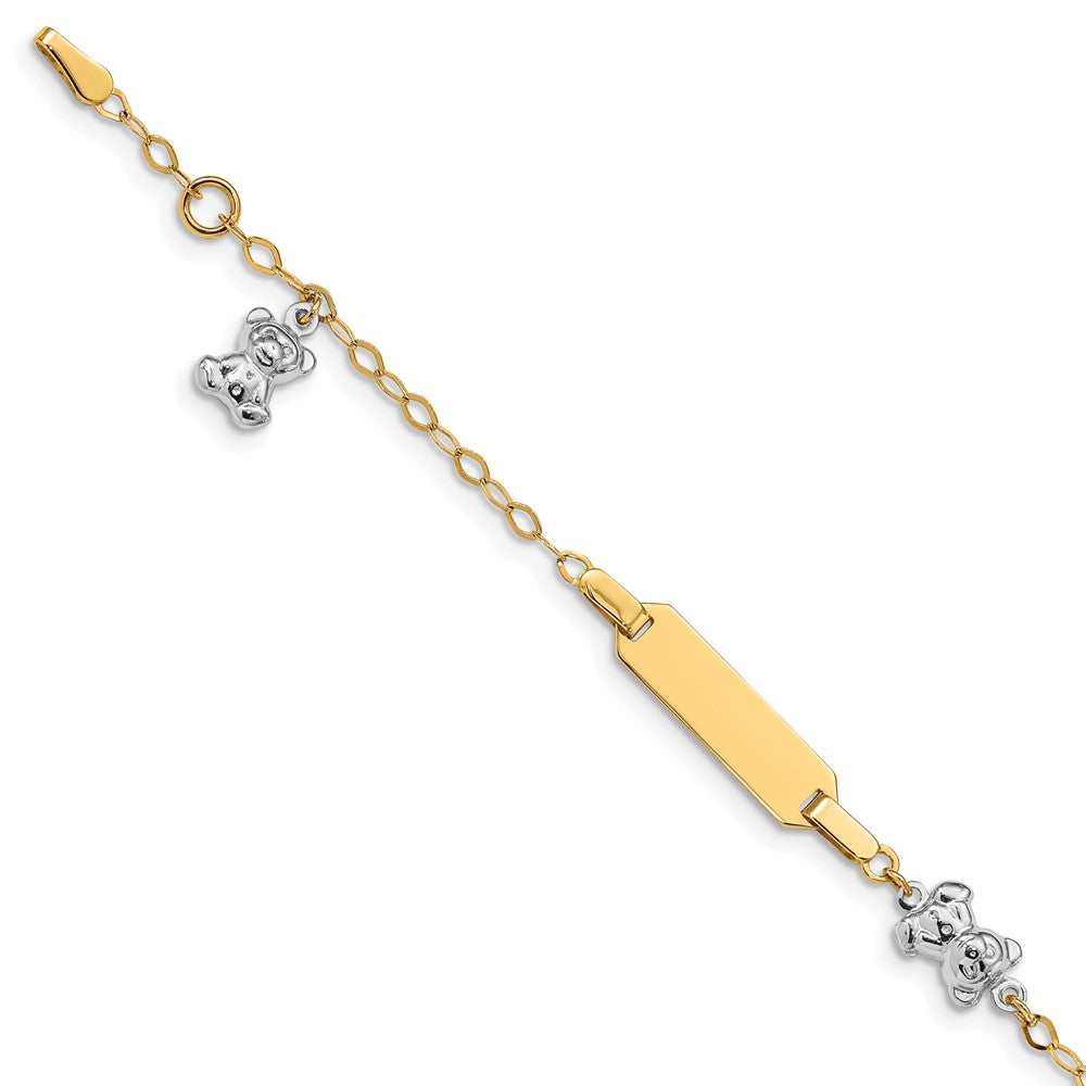 Quality Gold 14k Two-tone Children's Polished Teddy Bearw/.5in ext. ID Bracelet Gold