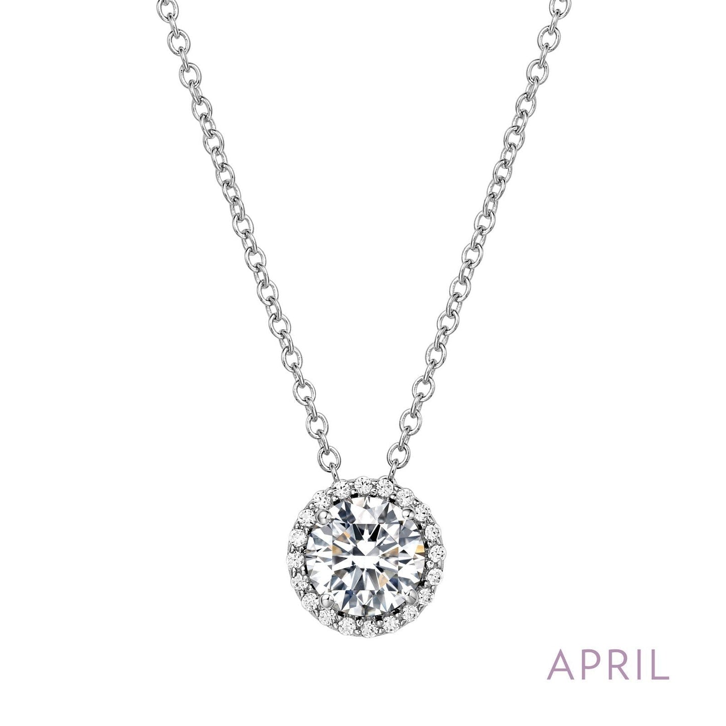 LaFonn Platinum APRIL 6.00mm Round, Diamond, Approx. 0.85 CTW NECKLACES April Birthstone Necklace