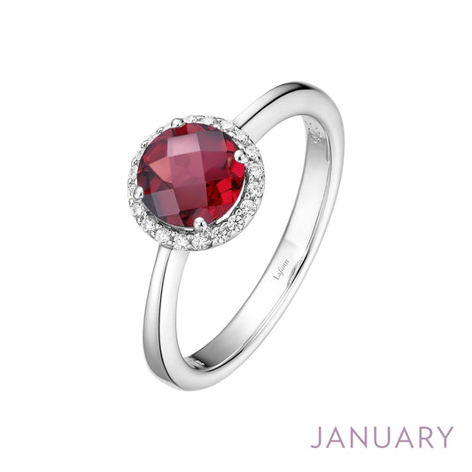 Lafonn January Birthstone Ring JANUARY RINGS Size 9 Platinum Appx CTW: 1.05 cts. Garnet Appx 0.85 cts. Lassaire simulated diamonds: 0.20 cts. CTS