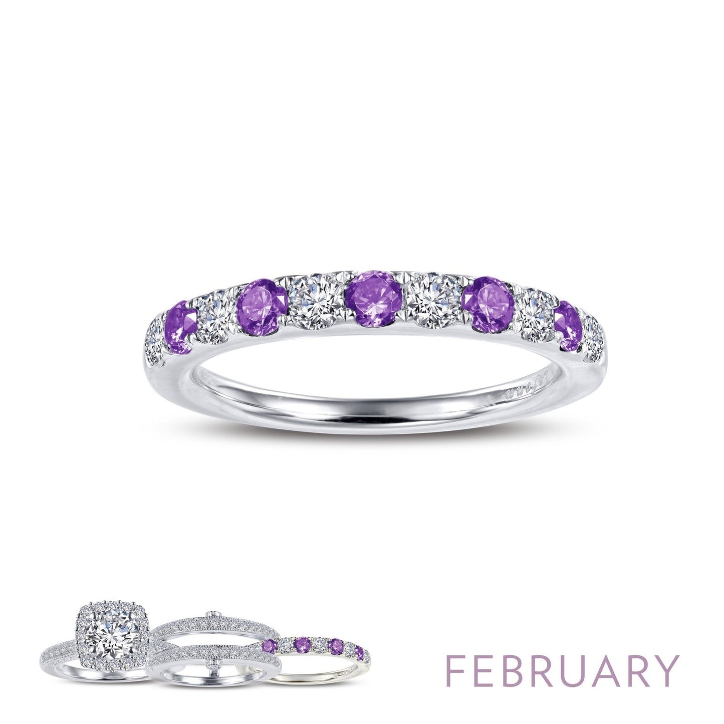 Lafonn February Birthstone Ring 11 Stone Count BR004AMP10