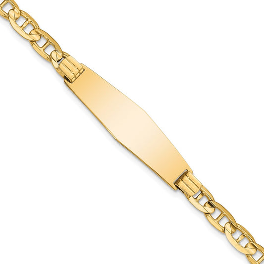 Quality Gold 14k Anchor Soft Diamond Shape ID Bracelet Gold