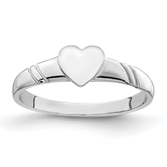 Quality Gold 14K White Polished Heart Children's Ring Gold