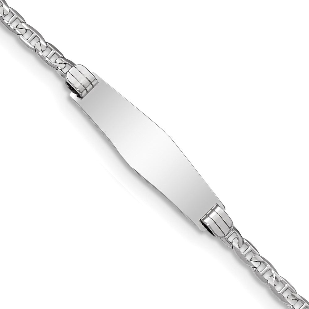 Quality Gold 14k WG Semi-Solid Soft Diamond Shape Anchor Link ID Bracelet Gold