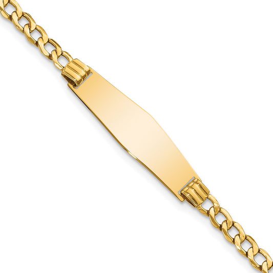 Quality Gold 14k Semi-solid Soft Diamond Shape Cuban Link ID Bracelet Gold