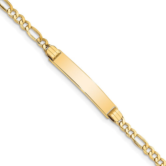Quality Gold 14k Semi-solid Polished Figaro Link ID Bracelet Gold
