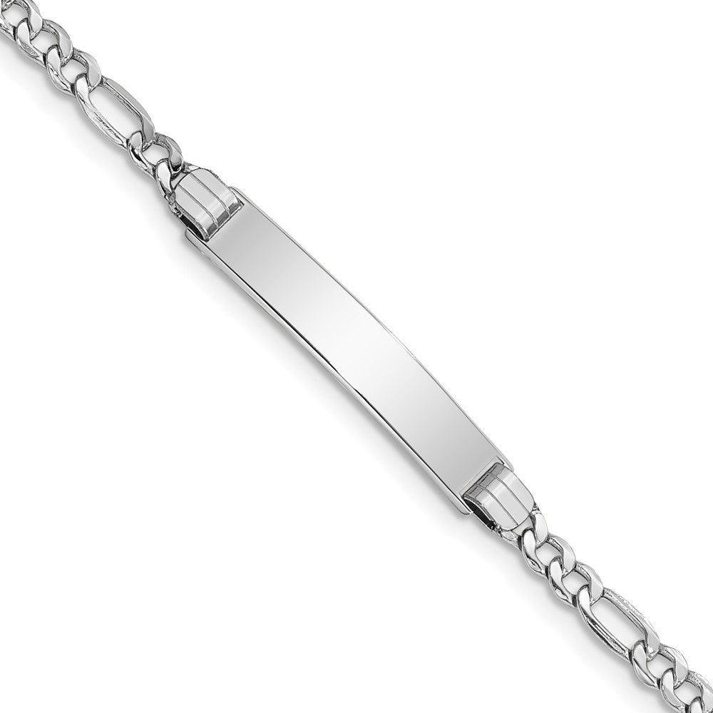 Quality Gold 14k WG Polished Semi-Solid Figaro Link ID Bracelet Gold