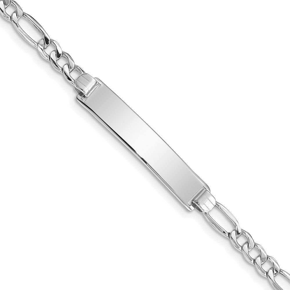 Quality Gold 14K WG Polished Semi-Solid Figaro ID Bracelet Gold