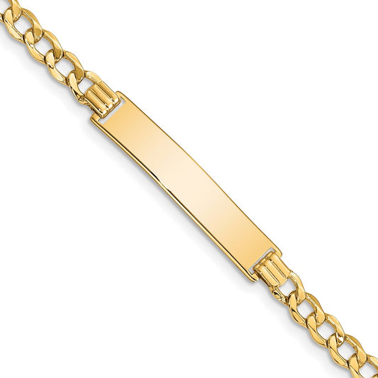 Quality Gold 14k Semi-solid Curb Link 6.75mm Id Bracelet Gold