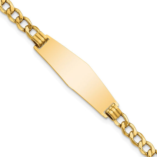 Quality Gold 14k Semi-solid Soft Diamond Shape Curb Link ID Bracelet Gold