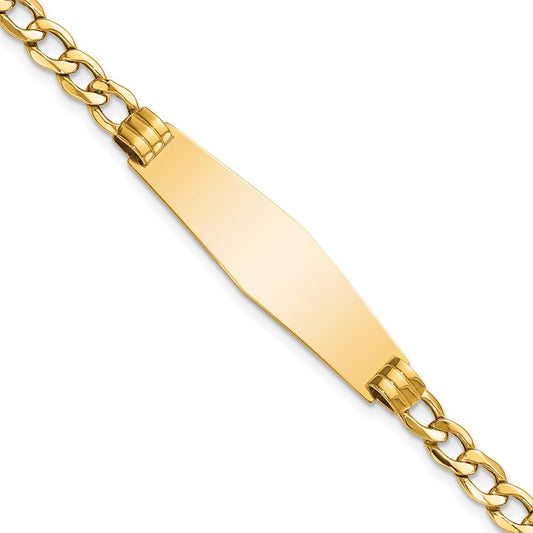 Quality Gold 14k Polished Semi-Solid Soft Diamond Shape Cuban ID Bracelet Gold