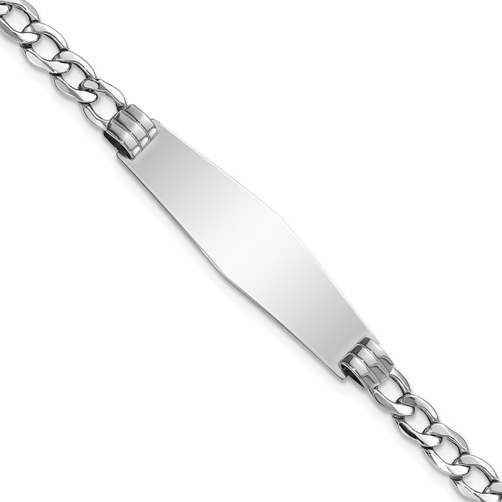 Quality Gold 14k WG Polished Semi-Solid Soft Diamond Shape Cuban ID Bracelet Gold