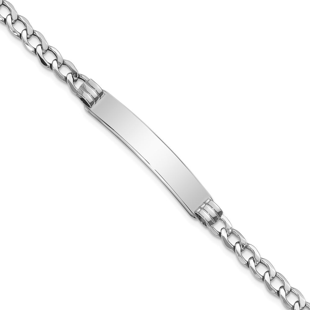 Quality Gold 14k WG Polished Semi-Solid Cuban ID Bracelet Gold