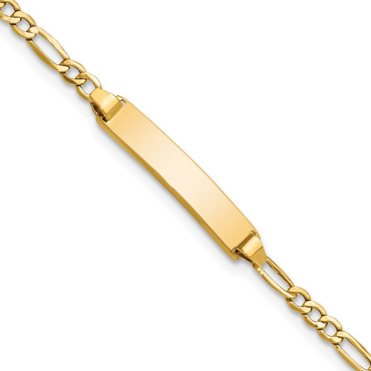 Quality Gold 14k Semi-Solid Polished Figaro ID Bracelet Gold