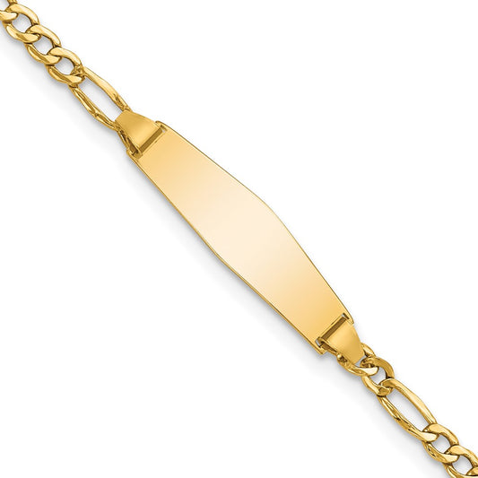Quality Gold 14k Semi-Solid Soft Diamond Shape Figaro ID Bracelet Gold